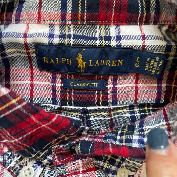 Ralph Lauren Classic Fit Button-Down Oxford Shirt Mens SZ Large Multicolor Plaid - Picture 3 of 8